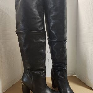 Women's high thigh heel leather boots size 6